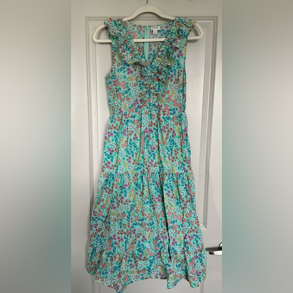 J Crew 100% Cotton Sleeveless Floral Dress Size 4